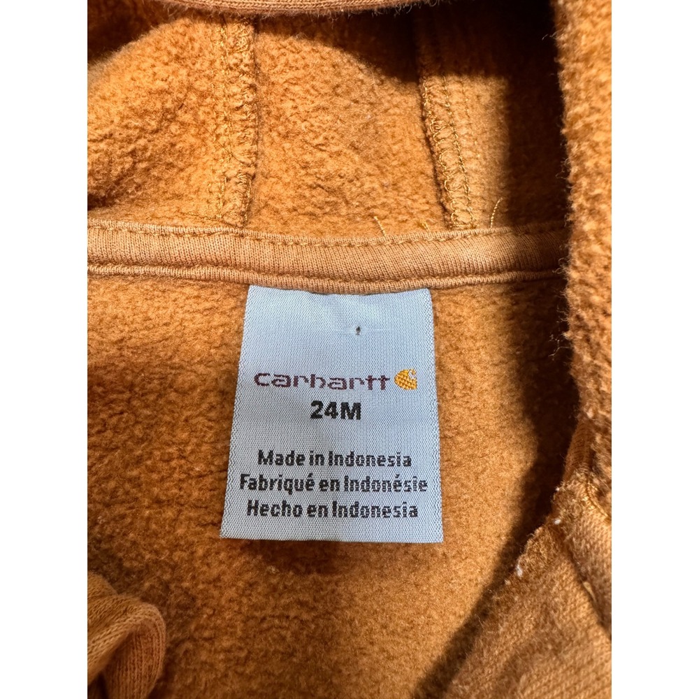 Carhartt Baby Boys Brown Hooded Fleece Full Zip Coverall Jumpsuit 24M - Picture 2 of 4